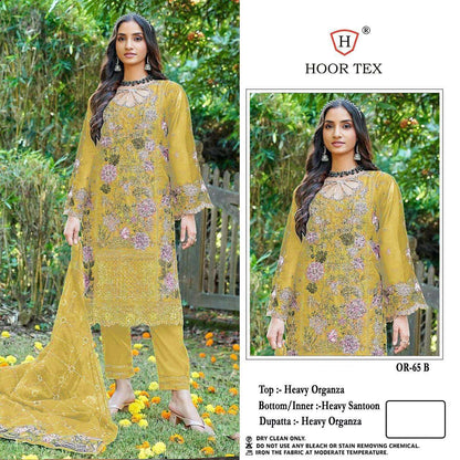 Or 65 Hoor Tex Organza Pakistani Salwar Suits Wholesale Rate