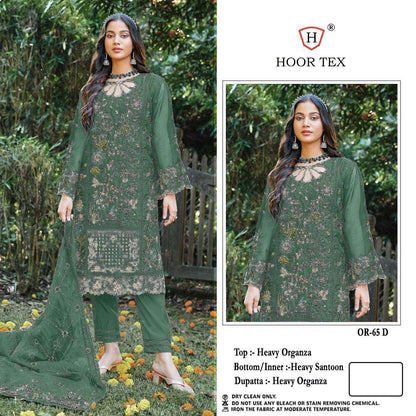 Or 65 Hoor Tex Organza Pakistani Salwar Suits Wholesale Rate