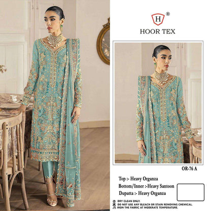 Or 76 Hoor Tex Organza Pakistani Salwar Suits Wholesaler