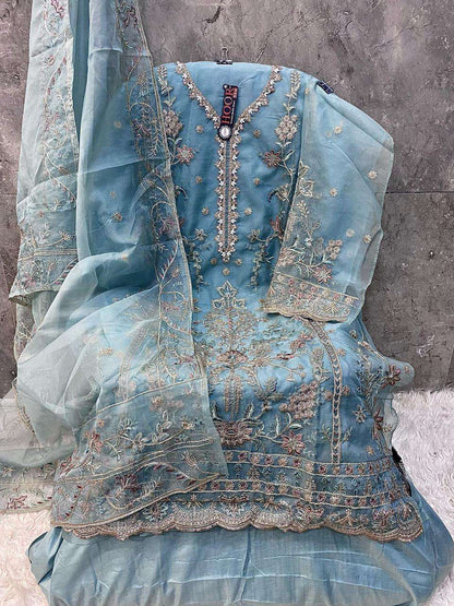Or 76 Hoor Tex Organza Pakistani Salwar Suits Wholesaler