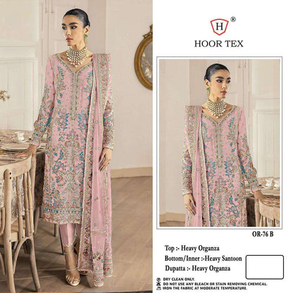 Or 76 Hoor Tex Organza Pakistani Salwar Suits Wholesaler