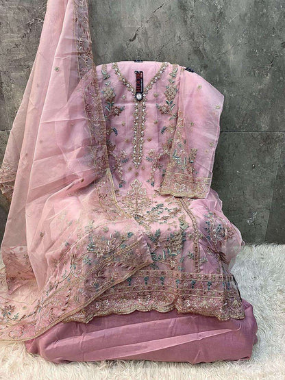 Or 76 Hoor Tex Organza Pakistani Salwar Suits Wholesaler