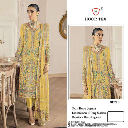 Or 76 Hoor Tex Organza Pakistani Salwar Suits Wholesaler