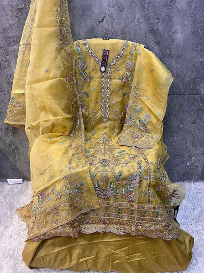 Or 76 Hoor Tex Organza Pakistani Salwar Suits Wholesaler