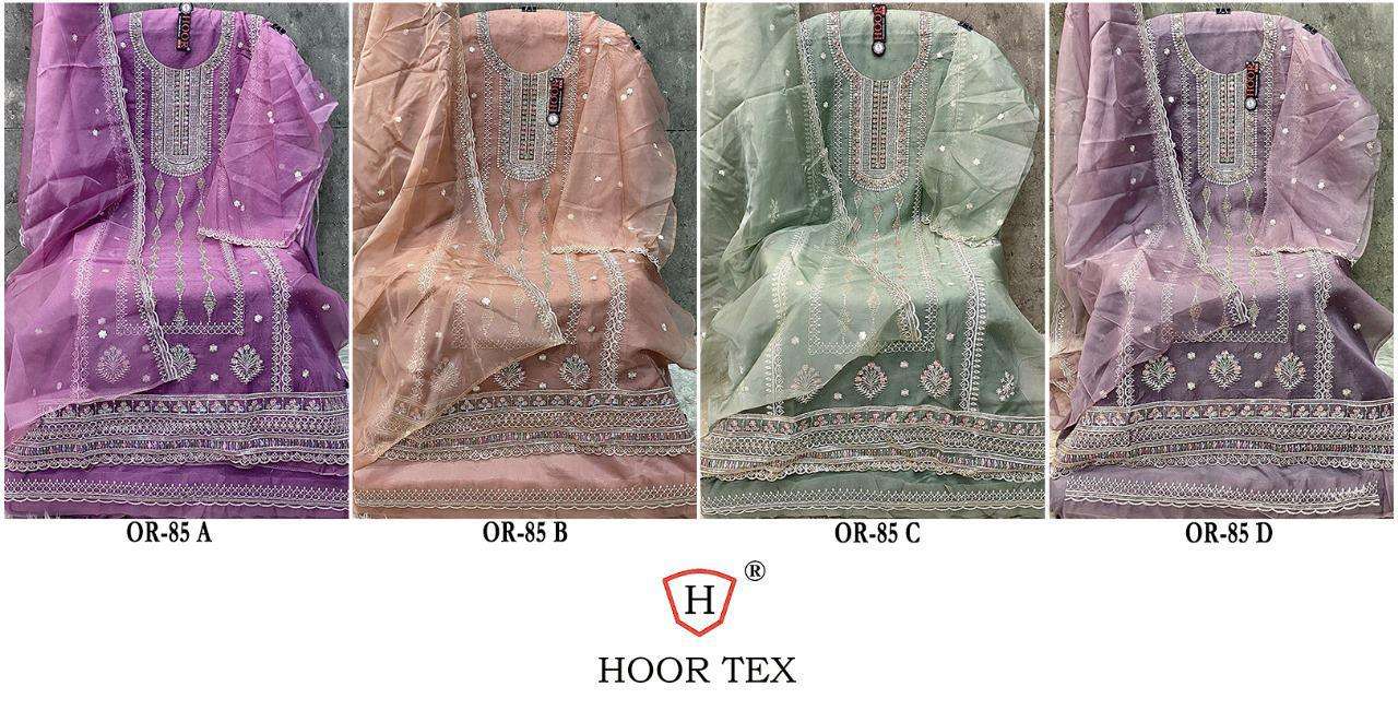 Or 85 Hoor Tex Organza Pakistani Salwar Suits Wholesale Price