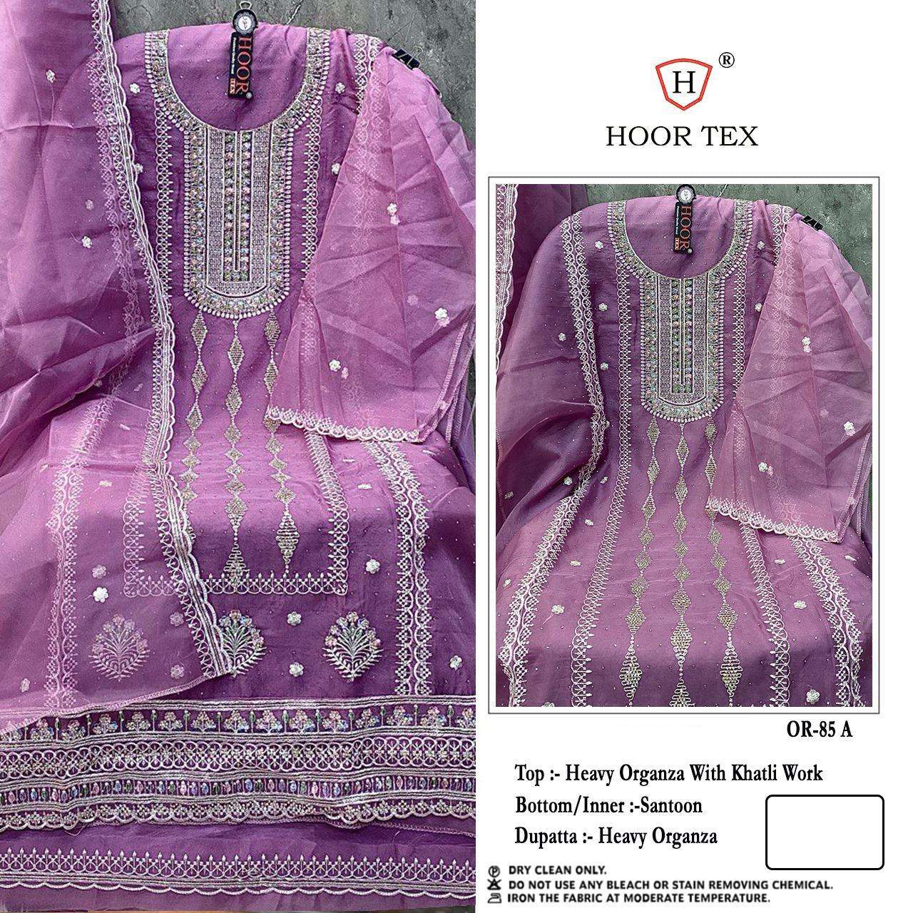 Or 85 Hoor Tex Organza Pakistani Salwar Suits Wholesale Price
