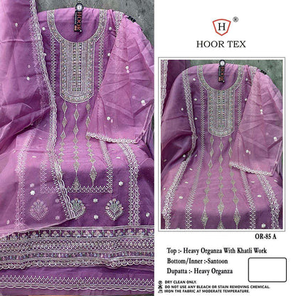Or 85 Hoor Tex Organza Pakistani Salwar Suits Wholesale Price