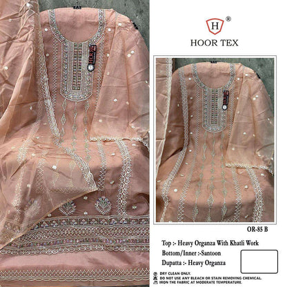 Or 85 Hoor Tex Organza Pakistani Salwar Suits Wholesale Price