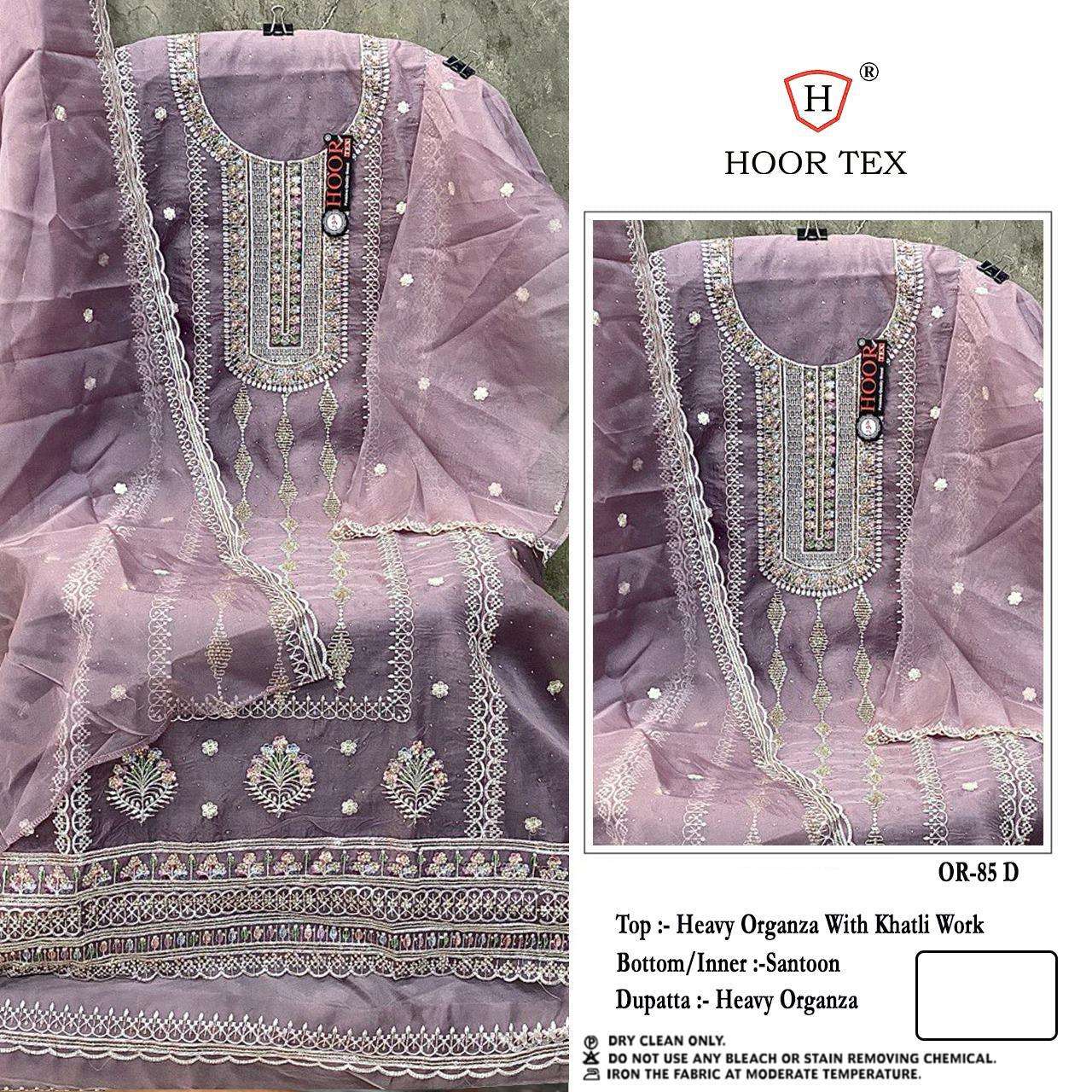 Or 85 Hoor Tex Organza Pakistani Salwar Suits Wholesale Price