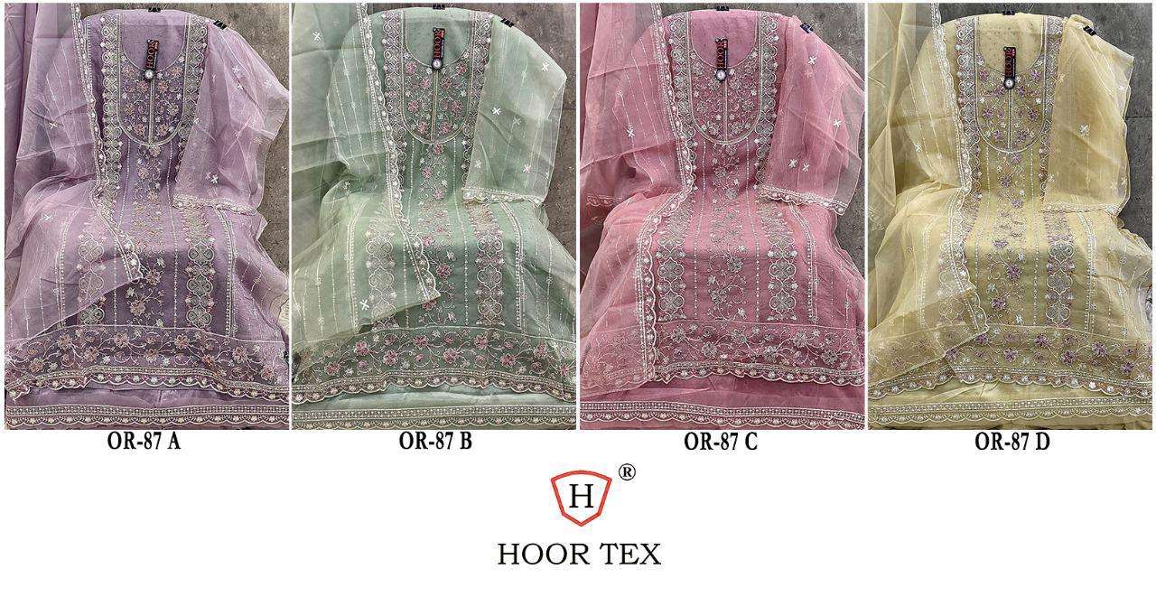 Or 87 Hoor Tex Organza Pakistani Salwar Suits Supplier
