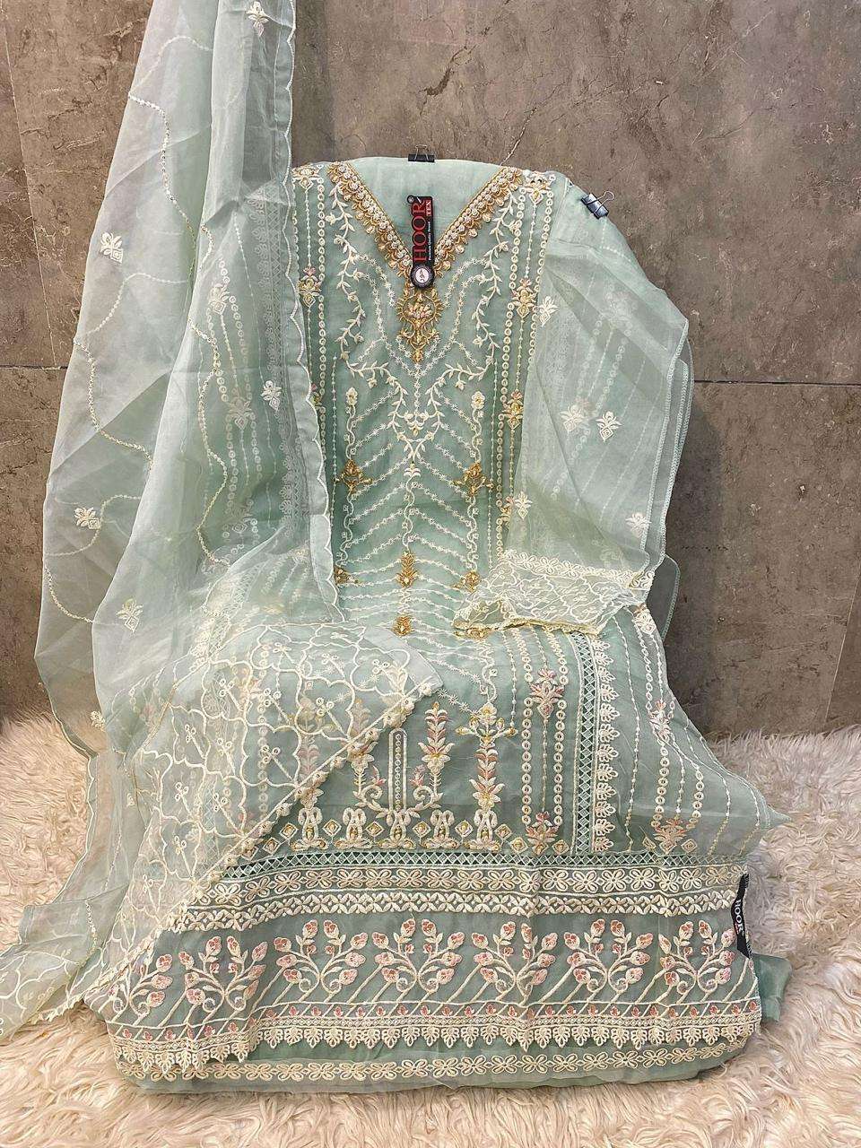 Or 89 Hoor Tex Organza Pakistani Salwar Suits Wholesale Price