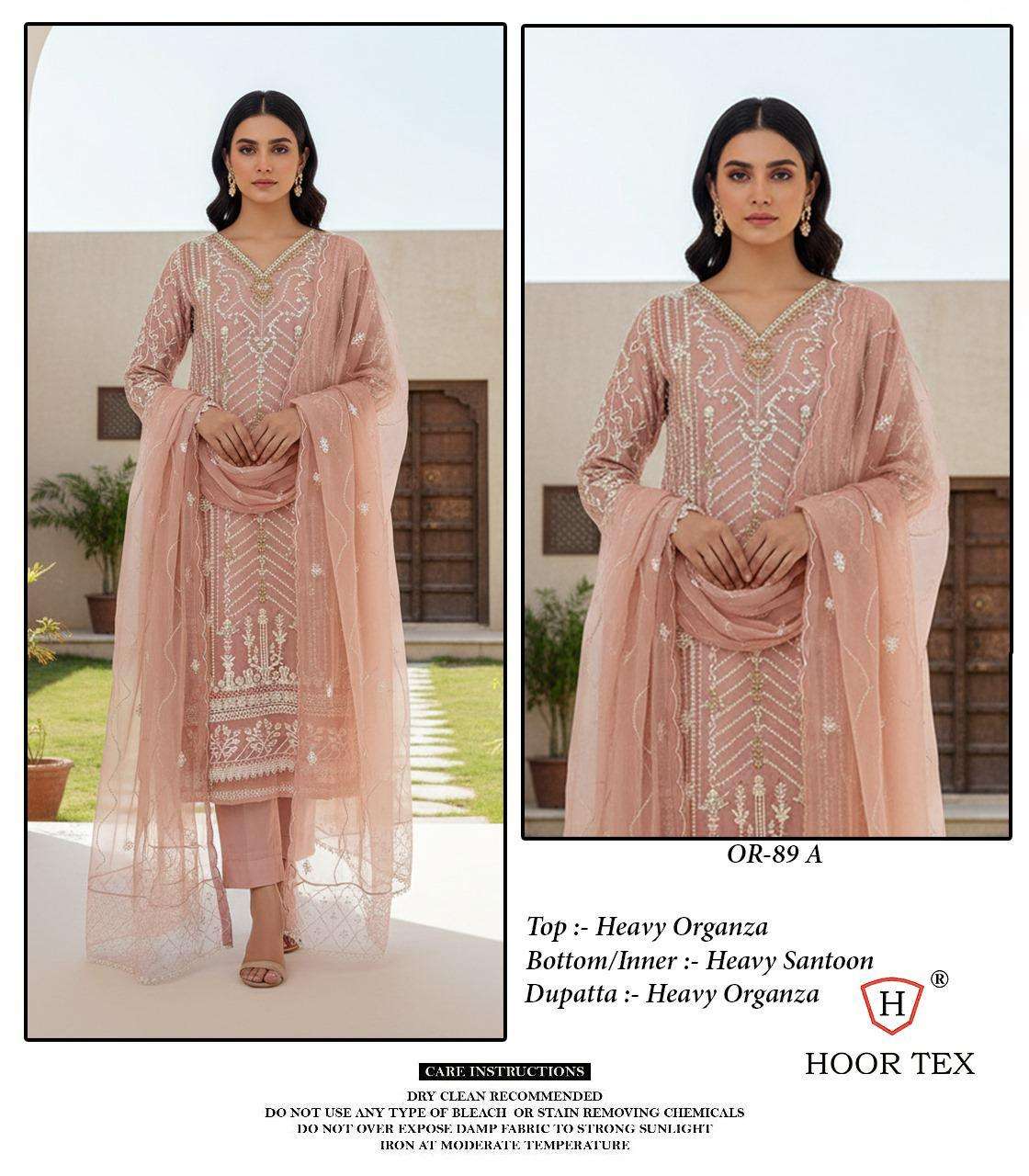 Or 89 Hoor Tex Organza Pakistani Salwar Suits Wholesale Price