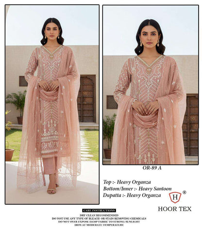 Or 89 Hoor Tex Organza Pakistani Salwar Suits Wholesale Price