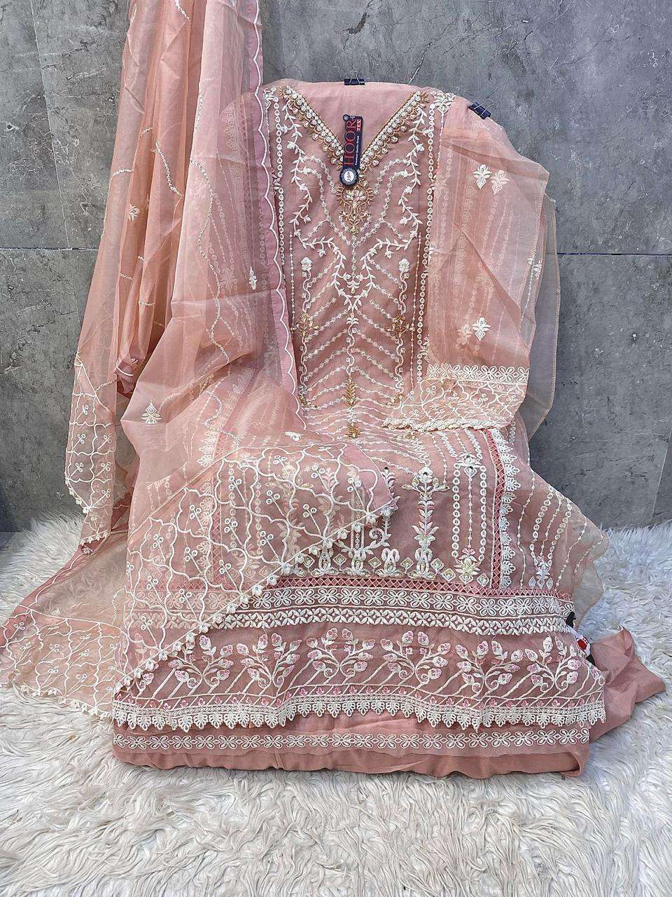 Or 89 Hoor Tex Organza Pakistani Salwar Suits Wholesale Price