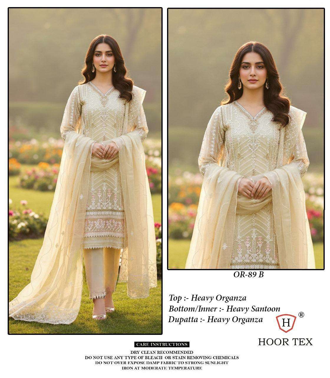 Or 89 Hoor Tex Organza Pakistani Salwar Suits Wholesale Price