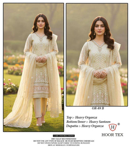 Or 89 Hoor Tex Organza Pakistani Salwar Suits Wholesale Price