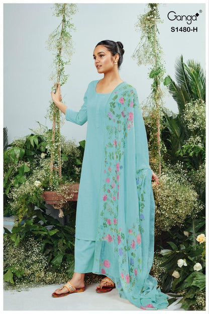 Ora 1480 Ganga Cotton Plazzo Style Suits Exporter Ahmedabad