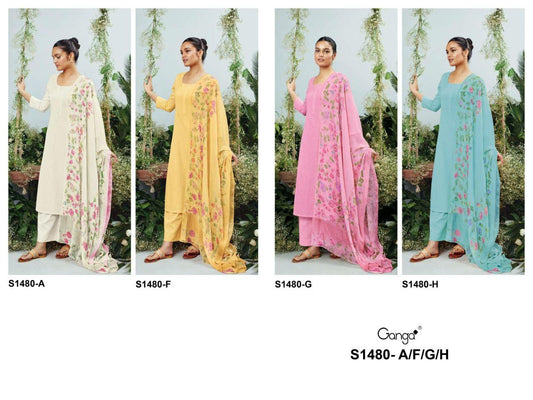 Ora 1480 Ganga Cotton Plazzo Style Suits Exporter Ahmedabad