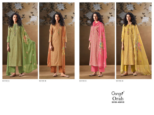 Orah S3150 Ganga Cotton Plazzo Style Suits Wholesaler Ahmedabad
