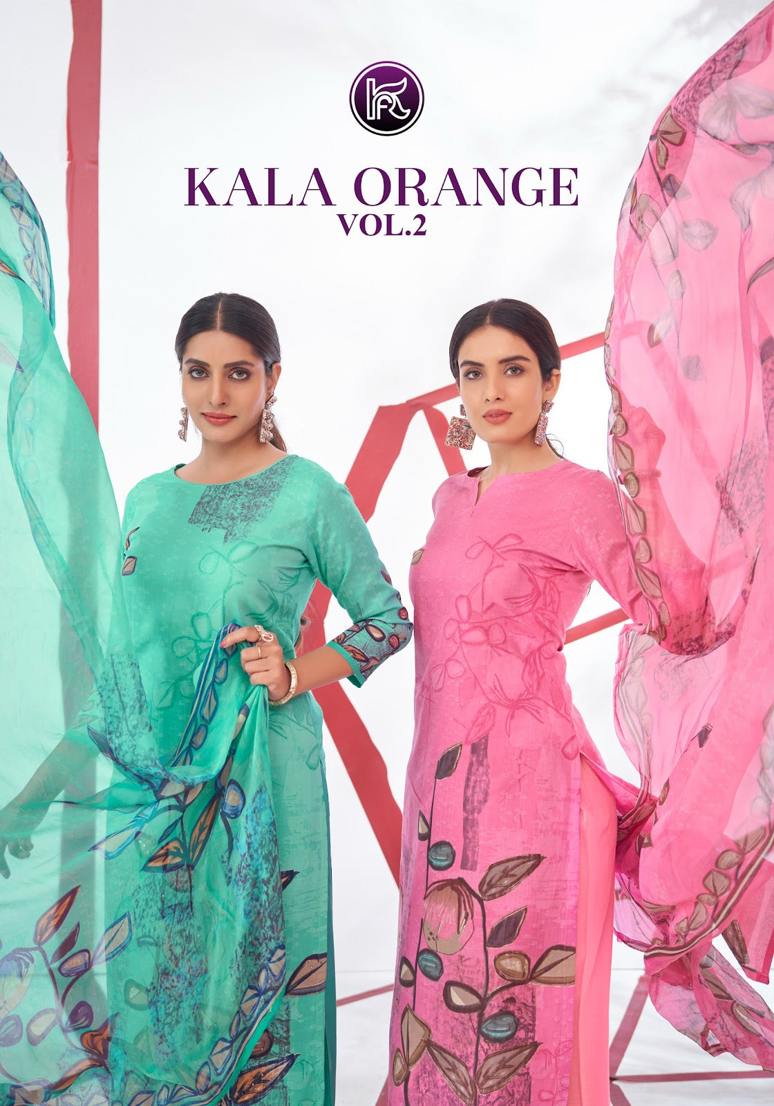Orange Vol 2 Kala Fashion Lawn Cotton Pant Style Suits