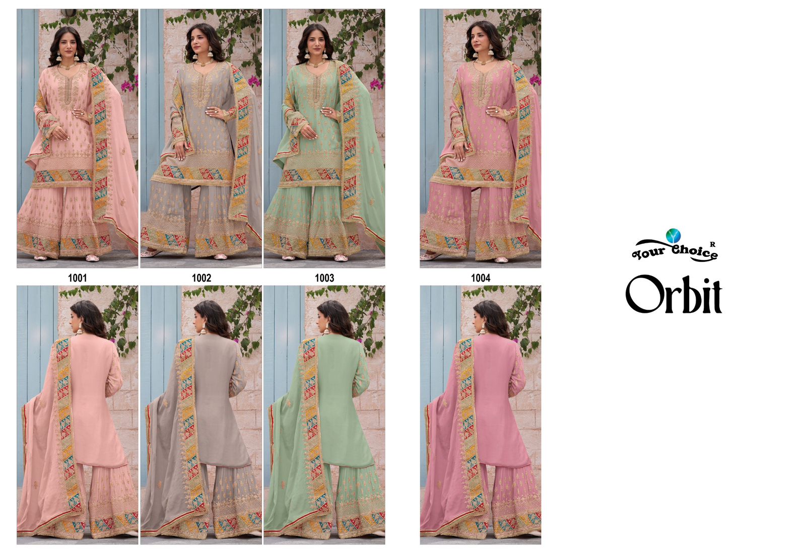 Orbit Your Choice Chinon Pakistani Readymade Suits Wholesaler Gujarat
