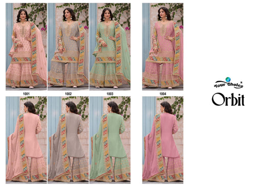 Orbit Your Choice Chinon Pakistani Readymade Suits Wholesaler Gujarat