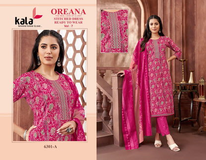 Oreana Vol 7 A Kala Cotton Readymade Pant Style Suits Exporter India