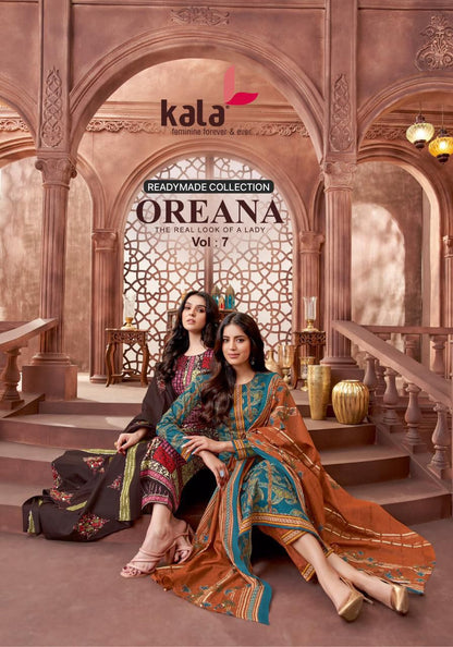 Oreana Vol 7 A Kala Cotton Readymade Pant Style Suits Exporter India