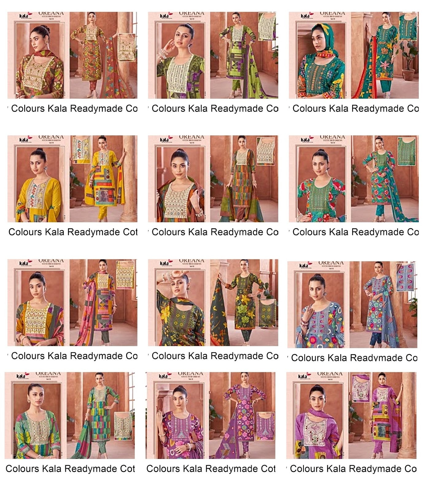 Oreana Vol 8 New Colours Kala Readymade Cotton Pant Suits Exporter Gujarat