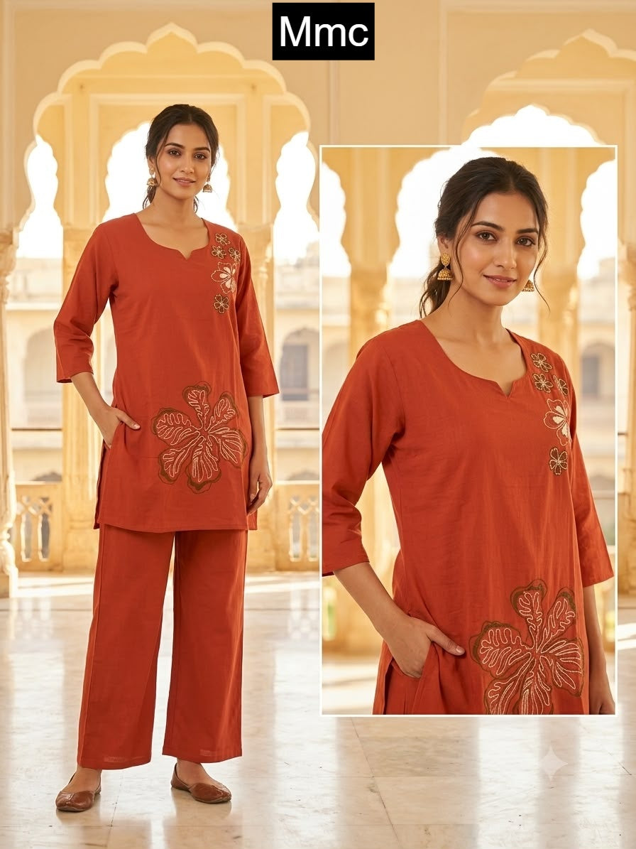 Organic Flower Mmc Dhabu Cotton Co Ord Set Wholesale Price