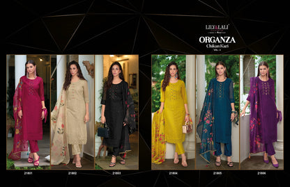Organza Chikankari Vol 3 Lily Lali Readymade Pant Style Suits Wholesaler Ahmedabad