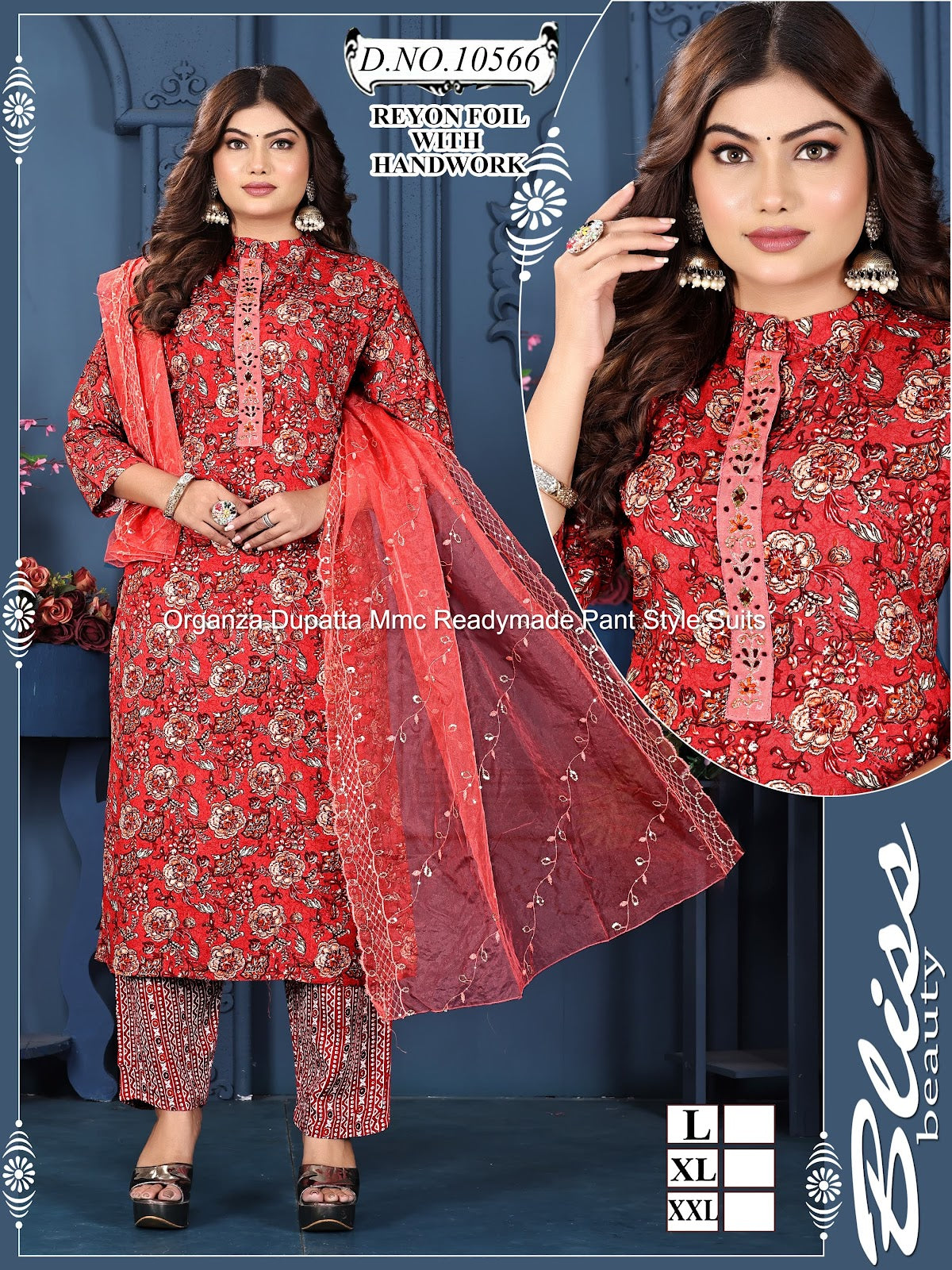 Organza Dupatta Mmc Reyon Readymade Pant Style Suits Wholesaler Gujarat