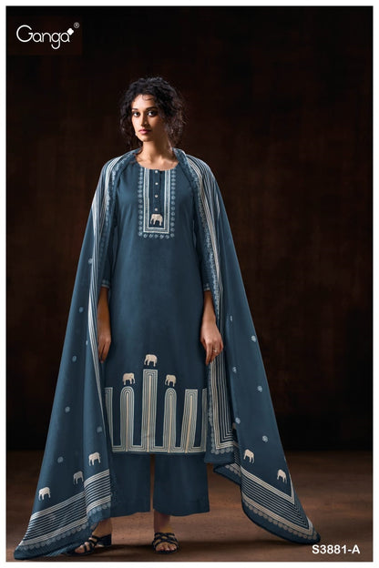 Oriana 3881 Ganga Cotton Satin Plazzo Style Suits Wholesale Price