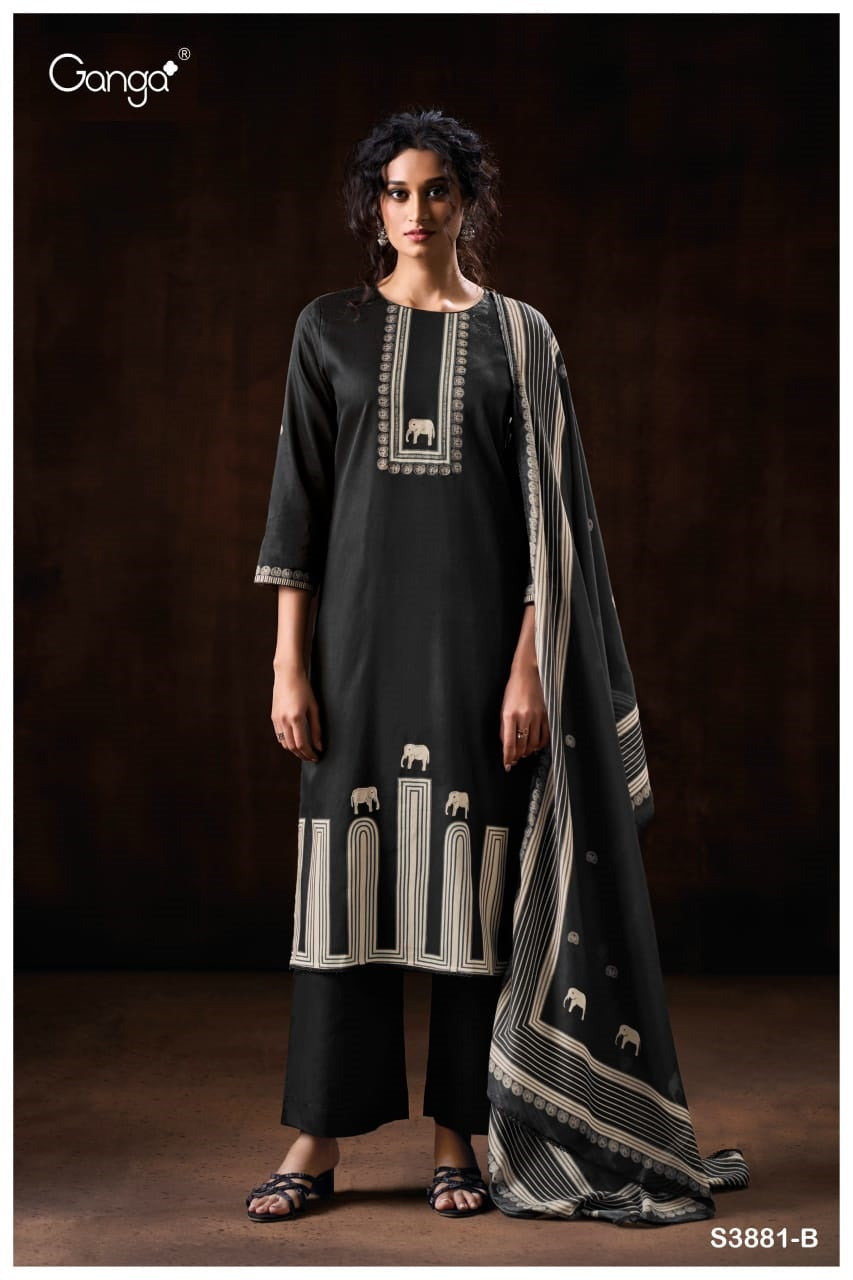 Oriana 3881 Ganga Cotton Satin Plazzo Style Suits Wholesale Price