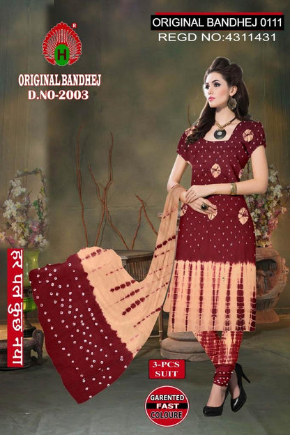 Original Bandhej 0111 Maan Cotton Dress Material Manufacturer