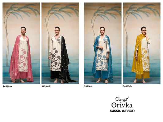 Orivka 4550 Ganga Pure Cotton Plazzo Style Suits Supplier India