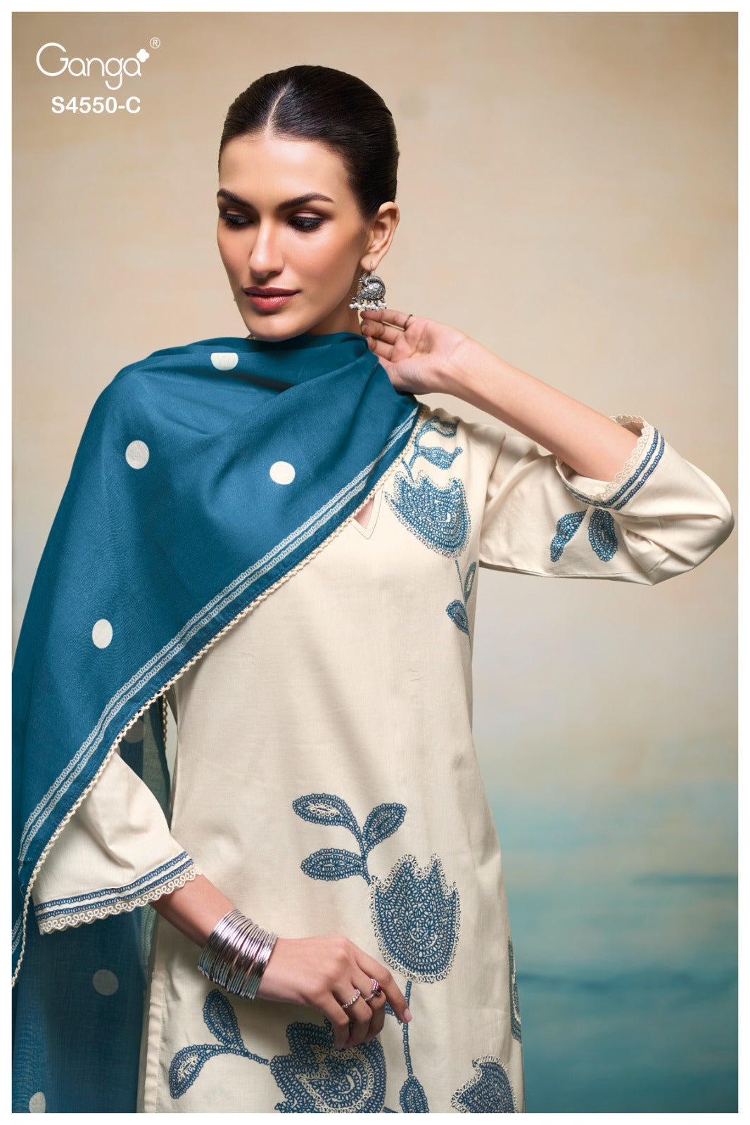 Orivka 4550 Ganga Pure Cotton Plazzo Style Suits Supplier India