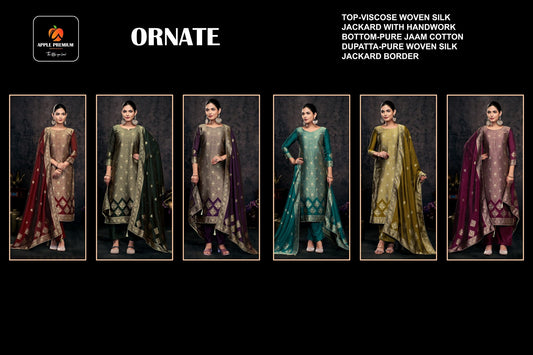 Ornate Apple Premium Jacquard Pant Style Suits Wholesaler Ahmedabad