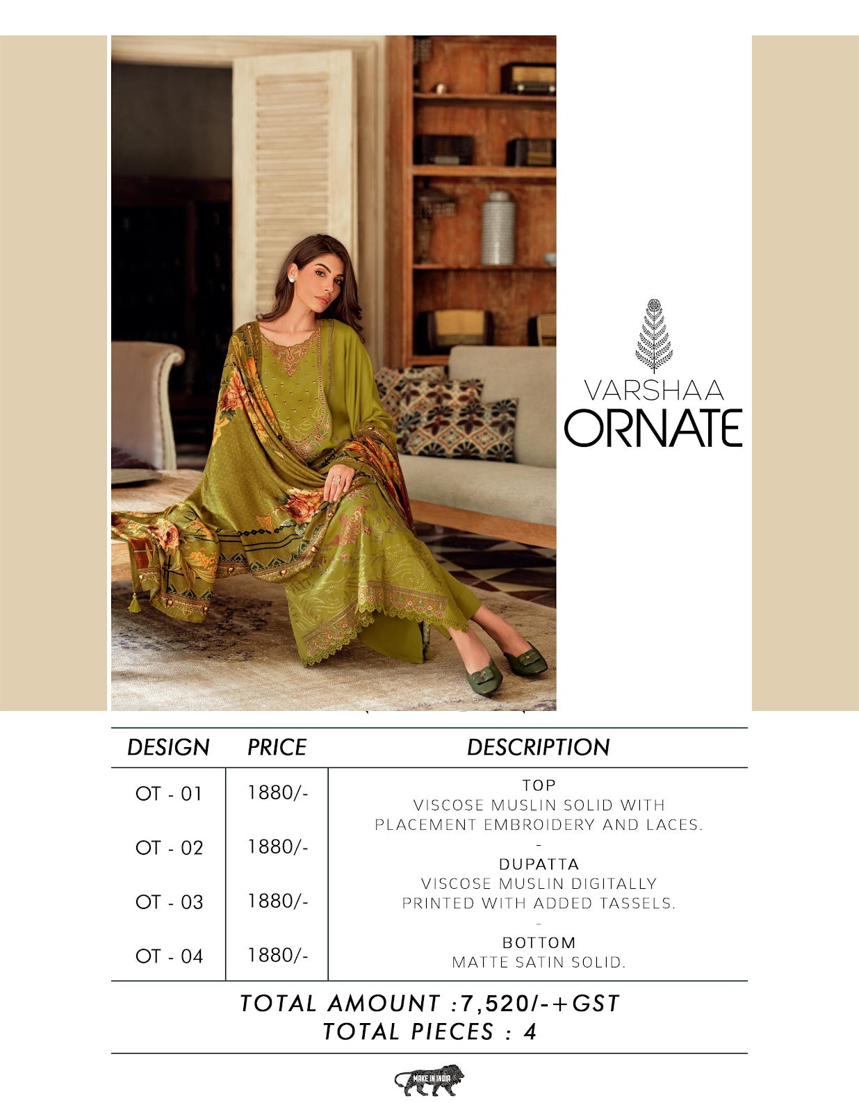 Ornate Varsha Fashions Viscose Muslin Pant Style Suits Wholesale Price