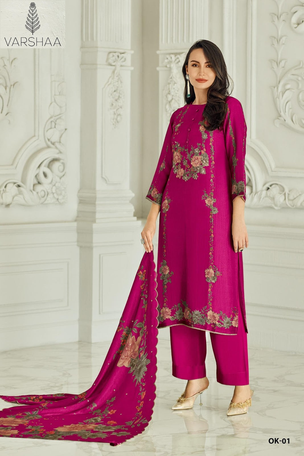 Ornek Varshaa Viscose Silk Pant Style Suits Wholesaler India