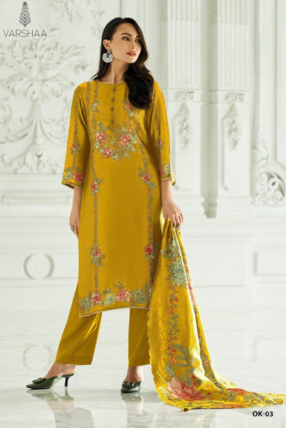 Ornek Varshaa Viscose Silk Pant Style Suits Wholesaler India
