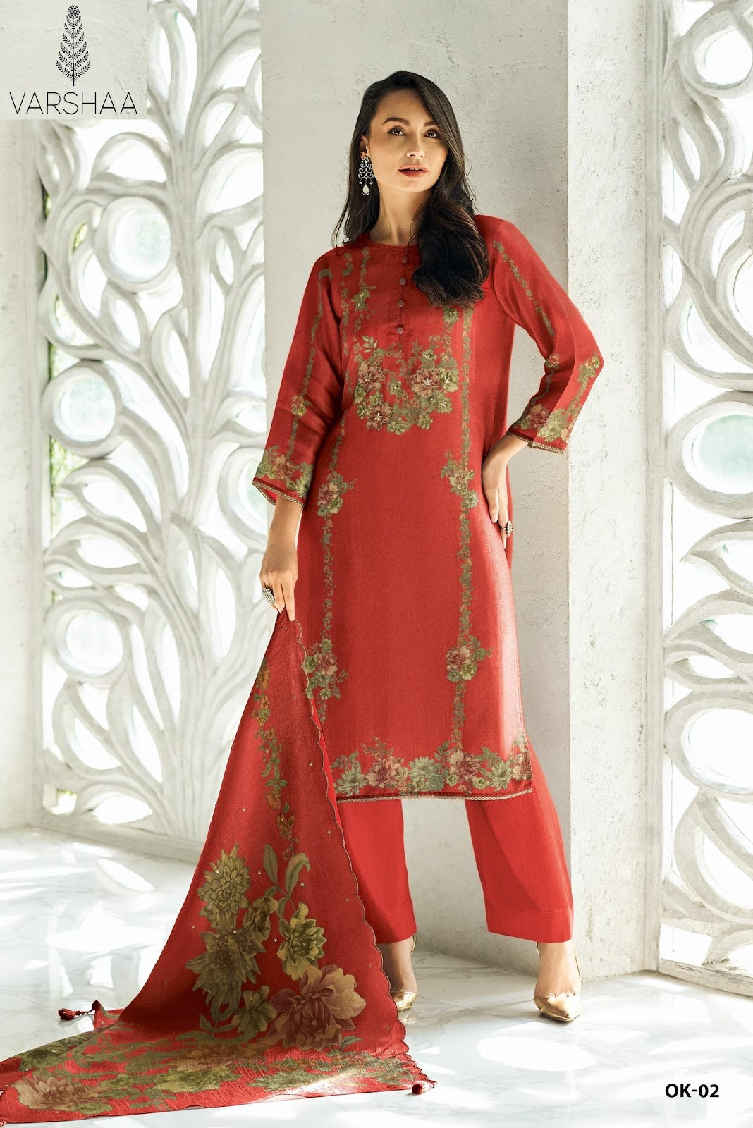 Ornek Varshaa Viscose Silk Pant Style Suits Wholesaler India