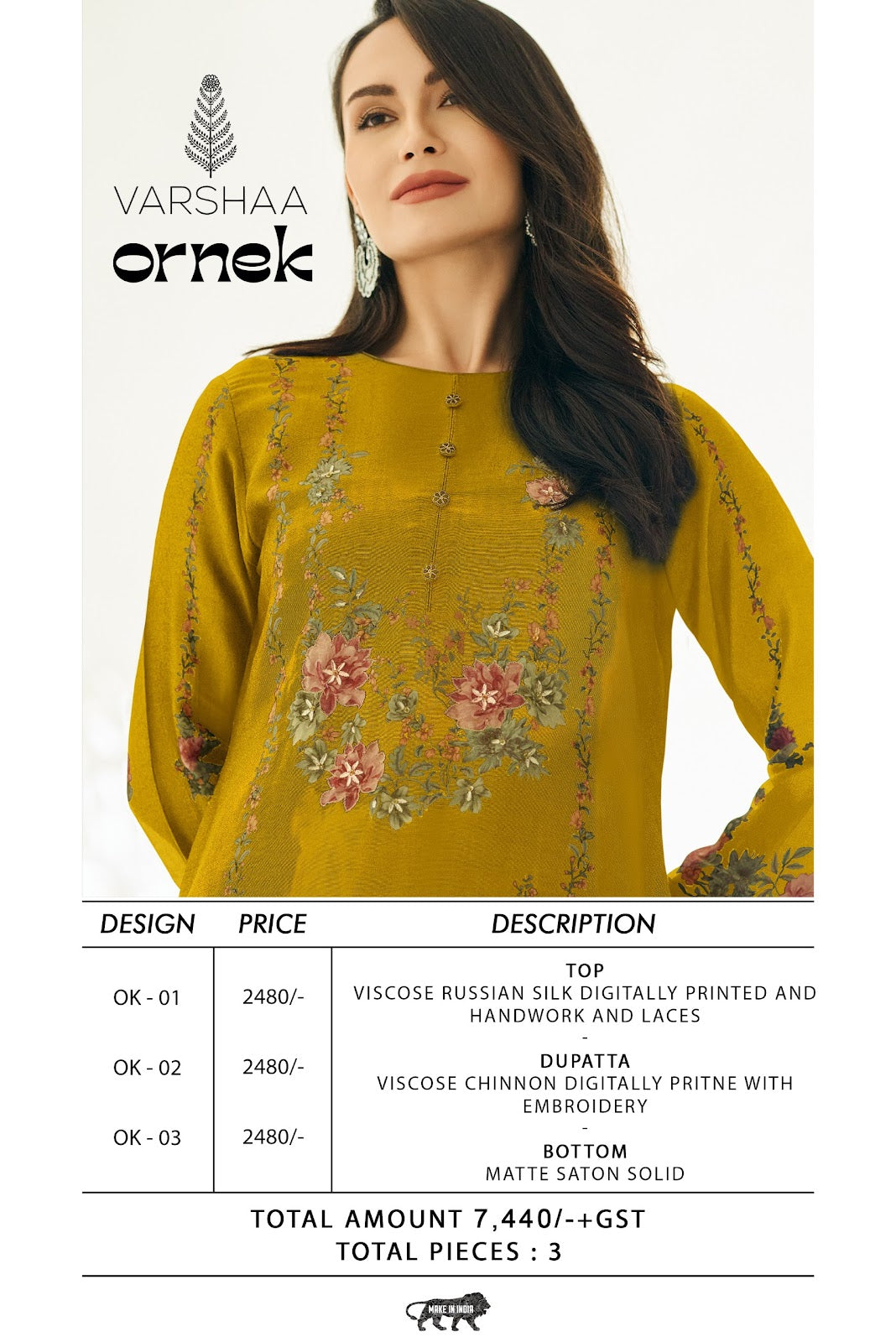 Ornek Varshaa Viscose Silk Pant Style Suits Wholesaler India