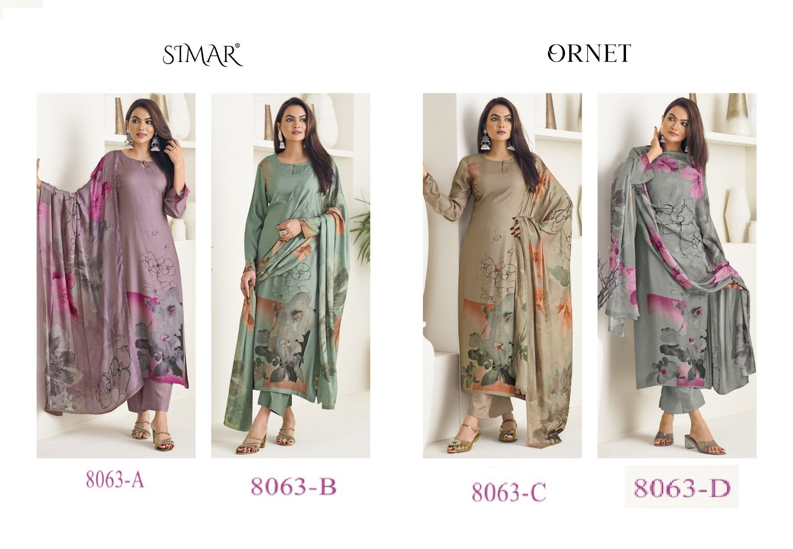 Ornet Simar Glossy Cotton Pant Style Suits Wholesaler