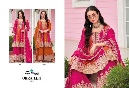 Orra Edit Vol 3 Your Choice Heavy Chinnon Pakistani Readymade Suits Wholesaler India
