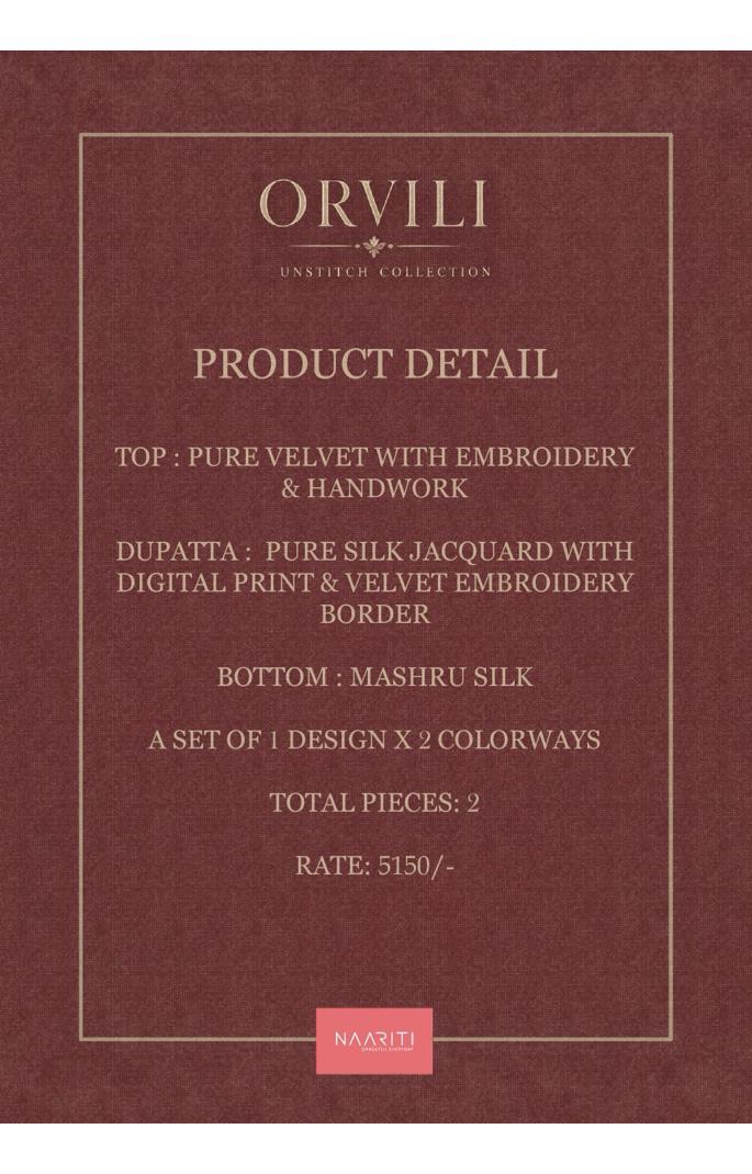 Orvili Naariti Velvet Suits Supplier India