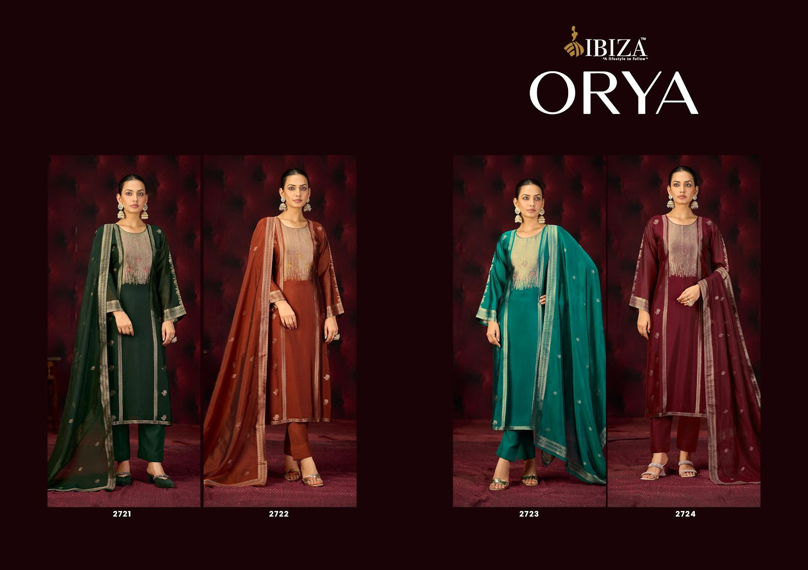 Orya Ibiza Silk Jacquard Pant Style Suits Wholesaler Ahmedabad