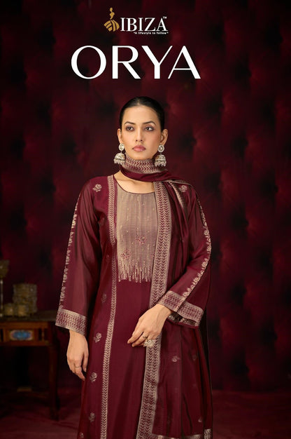 Orya Ibiza Silk Jacquard Pant Style Suits Wholesaler Ahmedabad