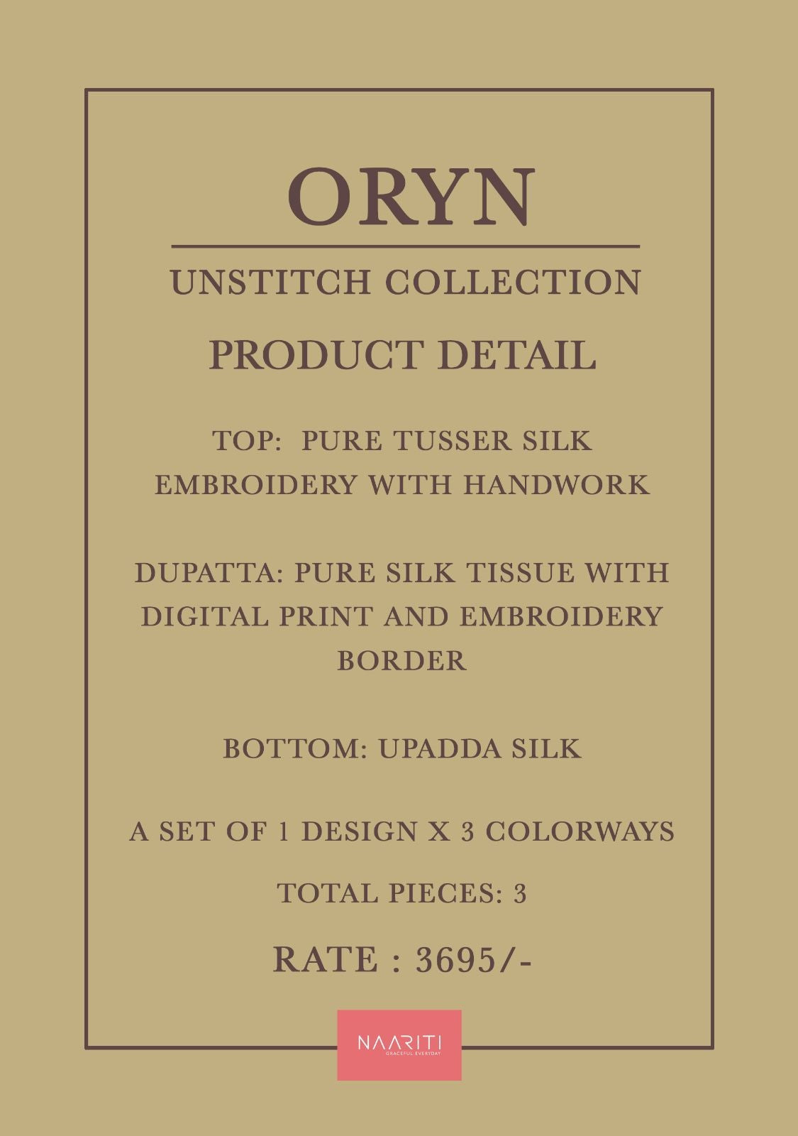Oryn Naariti Tusser Silk Pant Style Suits Wholesale Price