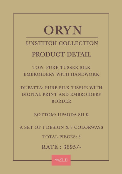 Oryn Naariti Tusser Silk Pant Style Suits Wholesale Price